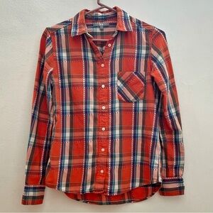 Uniqlo Orange Plaid Flannel Shirt